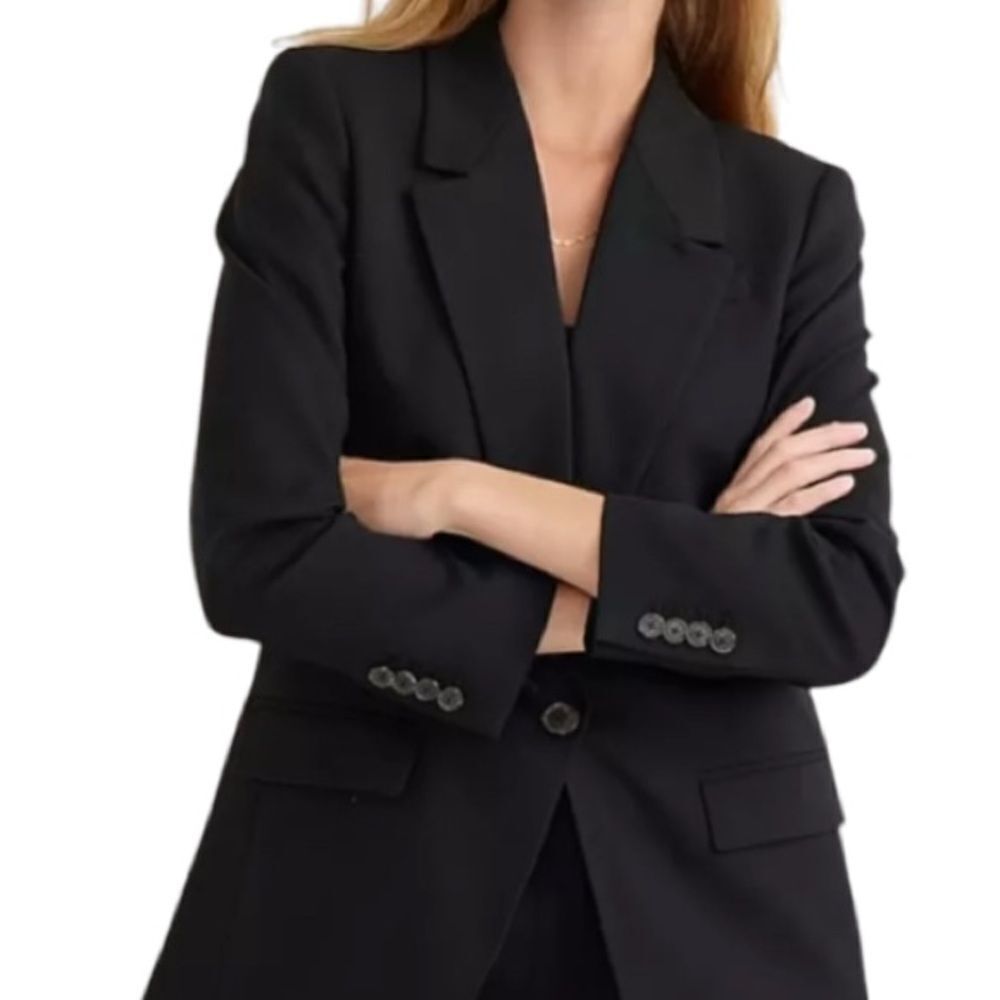 J. Crew Suiting Black Lightweight Wool Lined Blazer Size 0